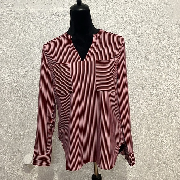 Cabi Striped Long Sleeve Blouse Women’s Button Front Top - Picture 2 of 6